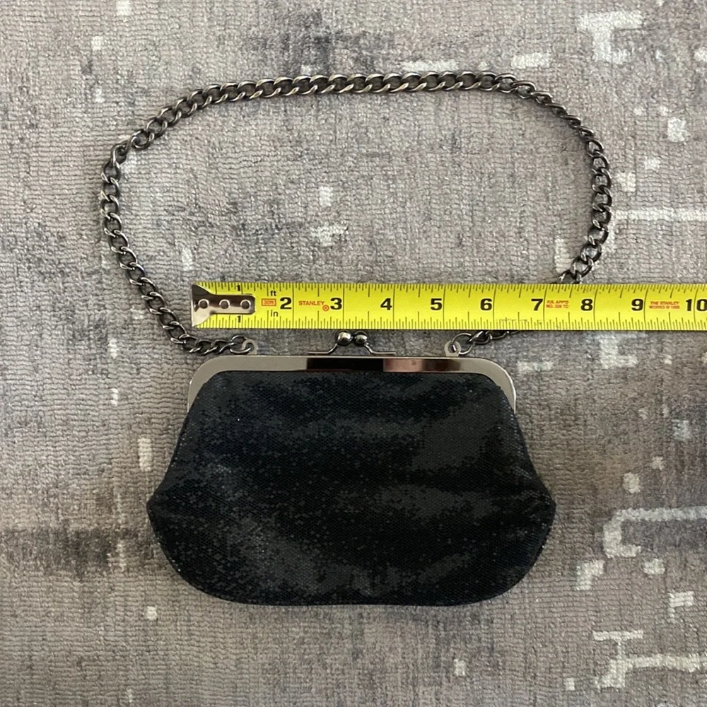 Express Black Clutch Wristlette Sparkles, Glitter chunky chain, metallic